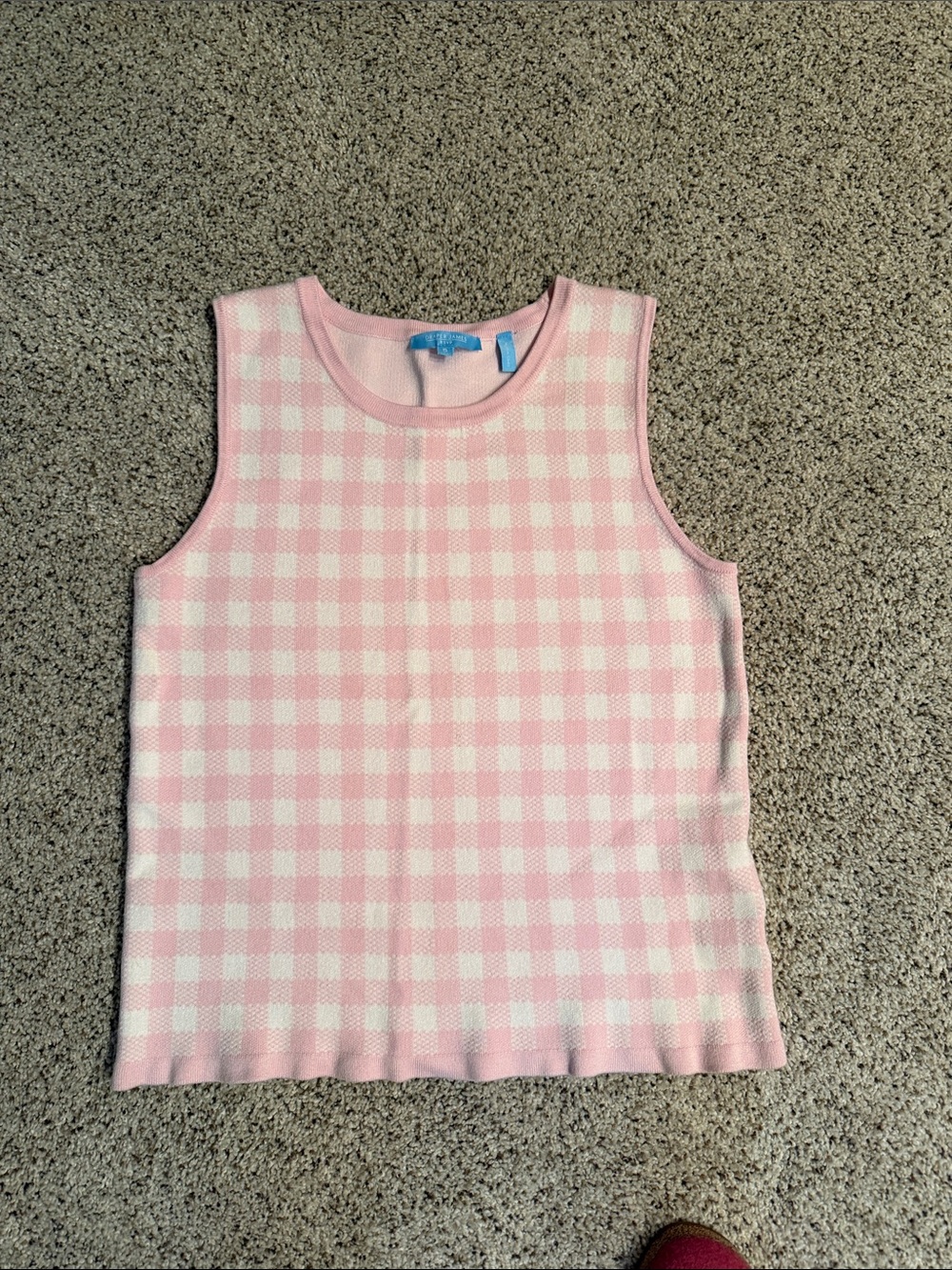Pink Gingham Knit Tank Top